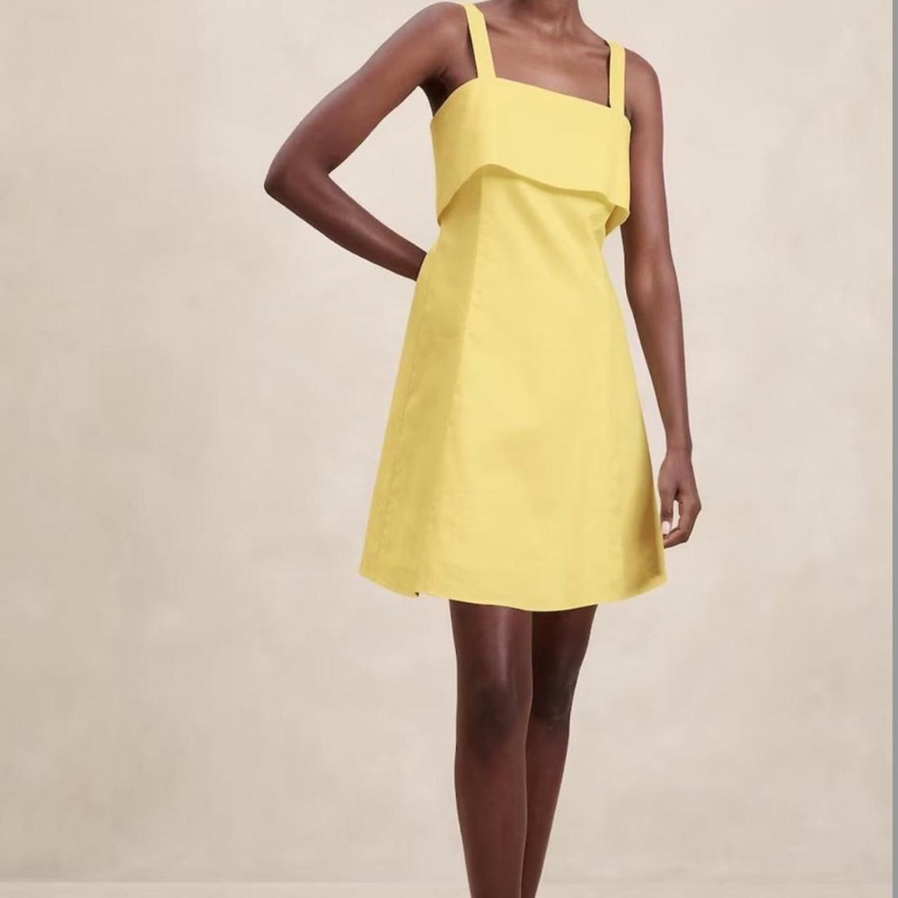 Banana Republic Butter Yellow Linen Blend Mini Dress